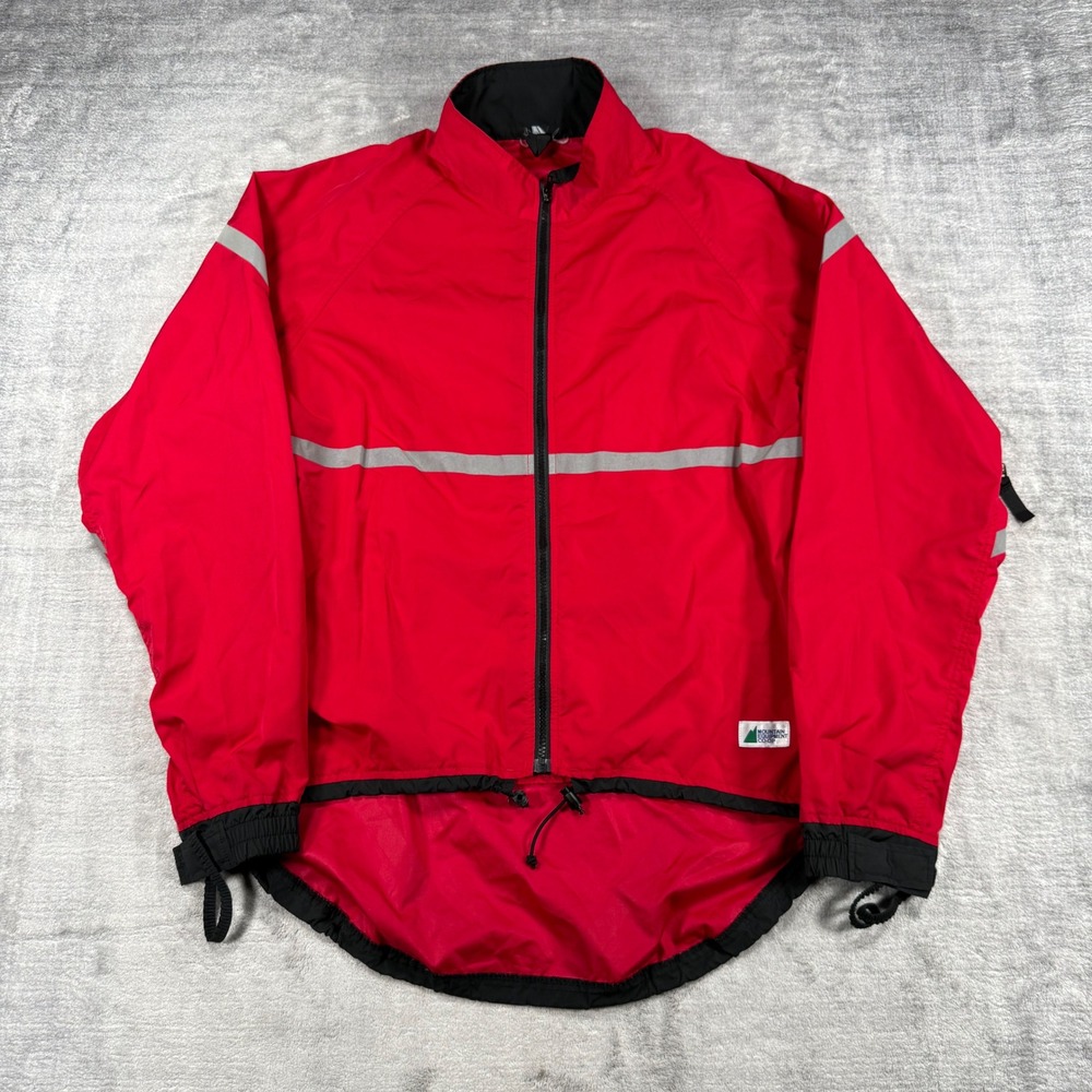Mountain Equipment Coop Cycling Jacket Mens Large Red Reflective Windbreaker MEC